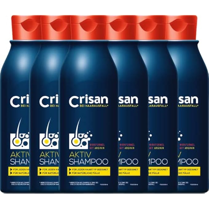 CRISAN ACTIVE SHAMPOO AGAINST HAIR LOSS DAILY CARE SHAMPOO FOR NATURAL HAIR FULLNESS PACK OF 6 6 X 250 ML, BLACK/RED, 6ER PACK (6 X 250 ML) - Image 1