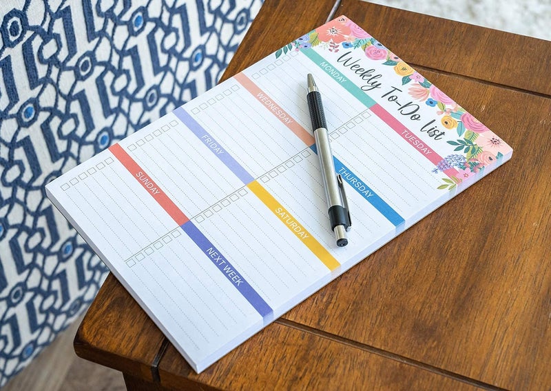 Sweetzer & Orange Floral Weekly To Do List Notepad. Magnetic Weekly Scheduler Task pad with Daily Planner Agenda Squares. 9x6” Day Scheduler 2025 - Student Journal, Work Notebook, and Checklist Notepad - Image 2