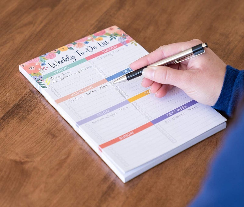 Sweetzer & Orange Floral Weekly To Do List Notepad. Magnetic Weekly Scheduler Task pad with Daily Planner Agenda Squares. 9x6” Day Scheduler 2025 - Student Journal, Work Notebook, and Checklist Notepad - Image 4