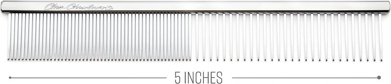 Chris Christensen 5in Face and Feet FineCoarse Butter Comb Groom Like a Professional Rounded Corners Prevent Friction and Breakage Solid Brass Spin with Steel Teeth Chrome Finish