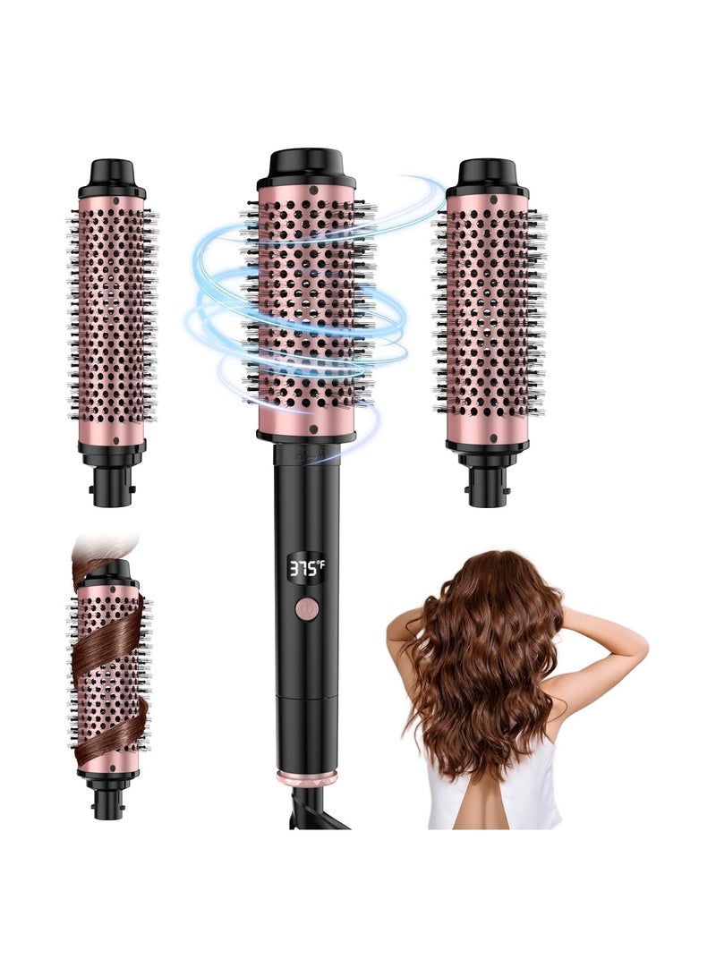 SOLARAE 3 in 1 Thermal Brush, Curling Brush Curling Iron with Ceramic Tourmaline & PTC Heater, 5 Temps LCD Display Heated Round Brush, 1.25/1.5/1.75 Inch Detachable Thermal Round Brush Hair Styling Tools Set - Image 1
