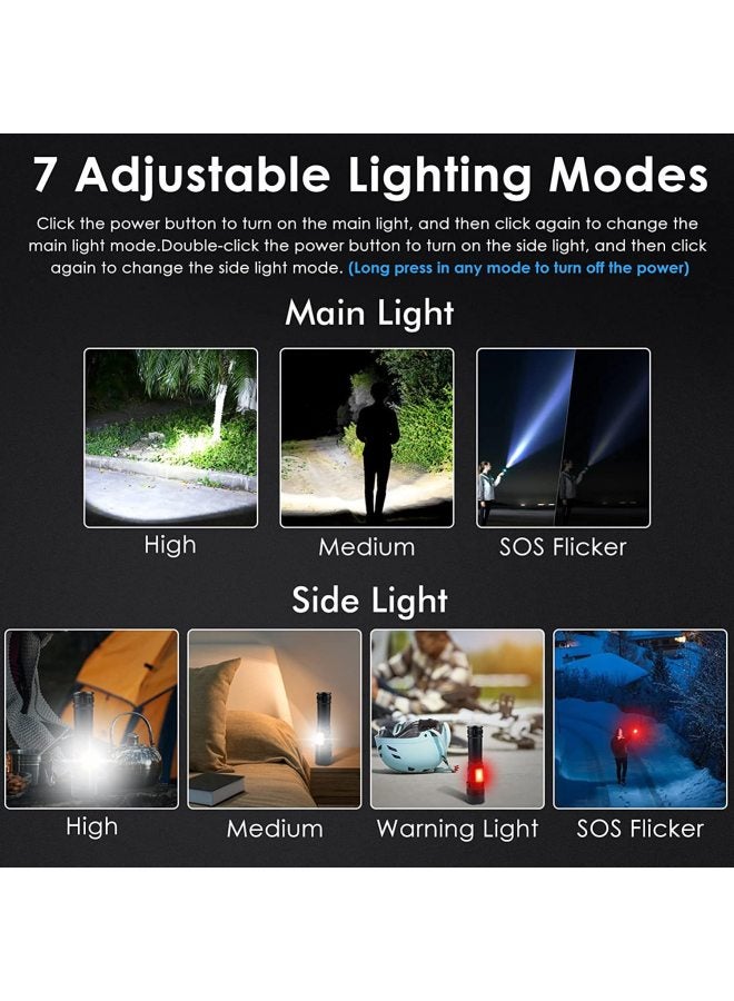Xhp90cob High-intensity Flashlight Usb Rechargeable Outdoor Zoomable Side Light P160 Led Torch-Color:Short P160 + COB Flashlight +1*26650 Battery  - Image 5