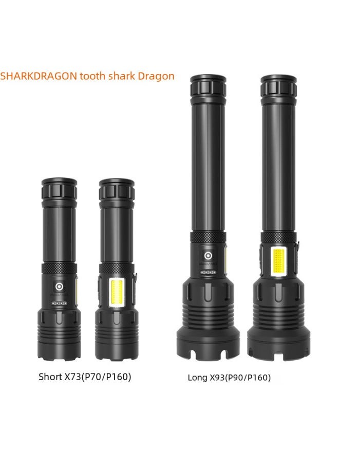 Xhp90cob High-intensity Flashlight Usb Rechargeable Outdoor Zoomable Side Light P160 Led Torch-Color:Short P160 + COB Flashlight +1*26650 Battery  - Image 2