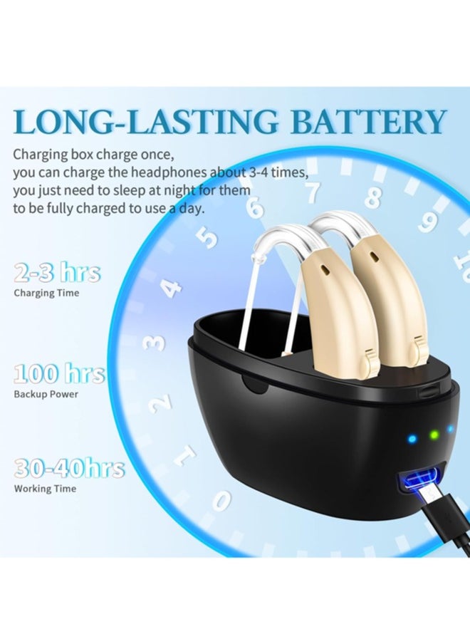 Jccgoo Hearing Aids, Hearing Aids for Seniors with Noise Cancelling and Volume Control, Rechargeable Hearing Aids for Hearing Loss with Charging Case  - Image 3