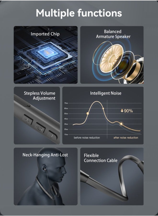 Jccgoo - Neckband Bluetooth Hearing Aids with 16-Channel DSP Chip, Clear Sound, Comfortable Fit, Supports Calls & Music, Up to 100h Standby - Image 1