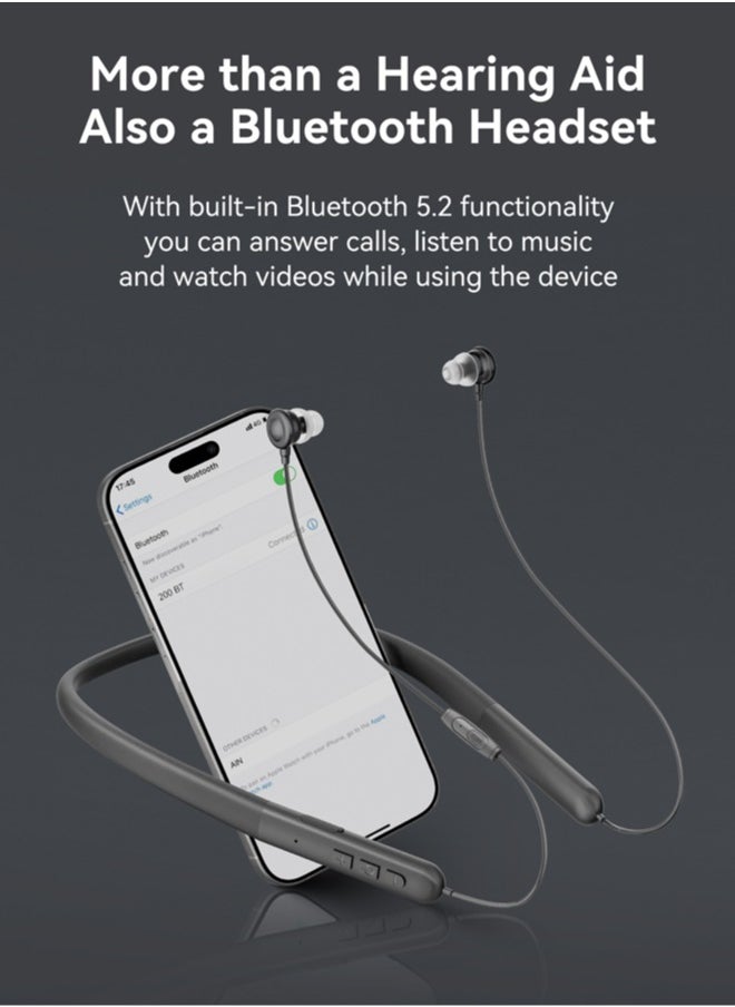 Jccgoo - Neckband Bluetooth Hearing Aids with 16-Channel DSP Chip, Clear Sound, Comfortable Fit, Supports Calls & Music, Up to 100h Standby - Image 1