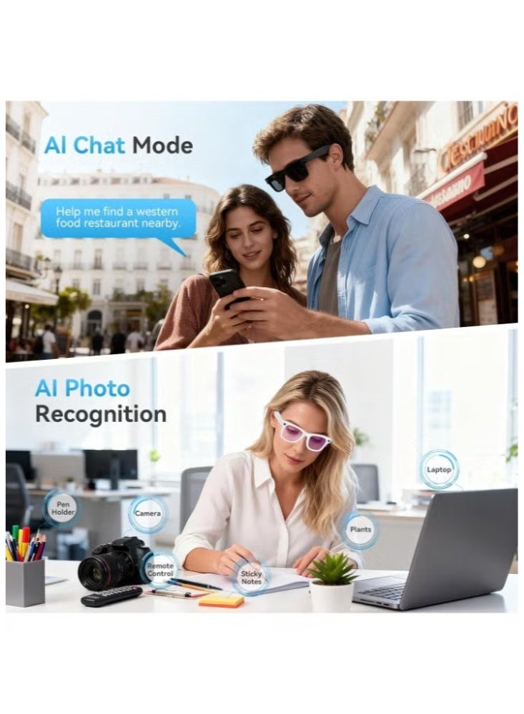 BLAZINGLY Smart Recording Glasses with AI Assistant, 16GB Storage, Dual Mics, Noise Cancellation, Long Battery - Image 2