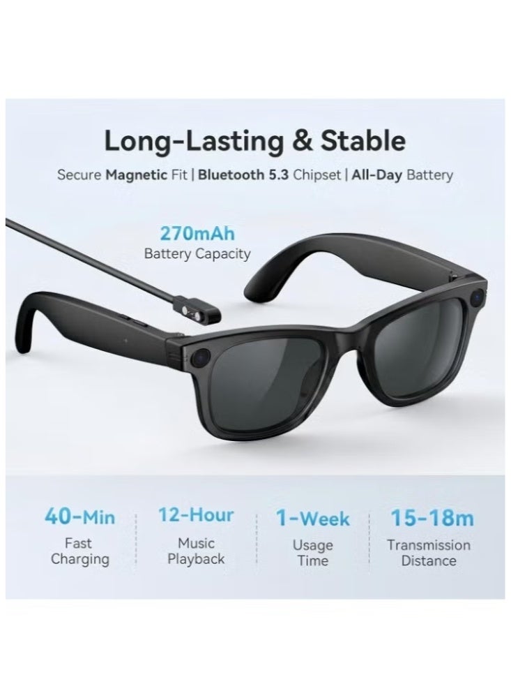 BLAZINGLY Smart Recording Glasses with AI Assistant, 16GB Storage, Dual Mics, Noise Cancellation, Long Battery - Image 5