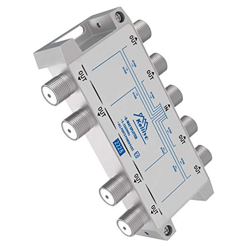 Keliiyo 8 Way Coaxial Cable Splitter 5-2500MHz,Work with Satellite TV CATV Antenna System and MoCA Configurations (Sliver-8 Way) - Image 1