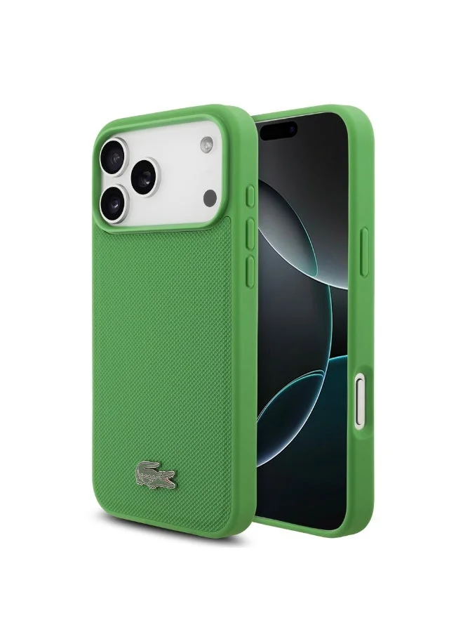 Lacoste iPhone 18 Pro Max MagSafe Hard Case with Petit Pique Texture and Lacquered Metal Logo