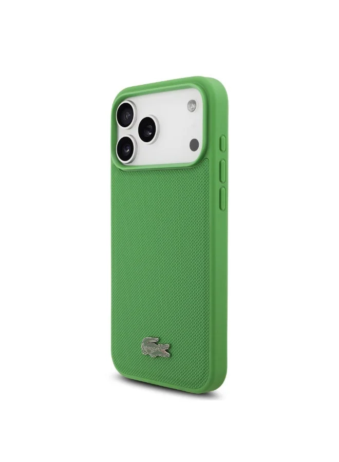 Lacoste iPhone 18 Pro Max MagSafe Hard Case with Petit Pique Texture and Lacquered Metal Logo