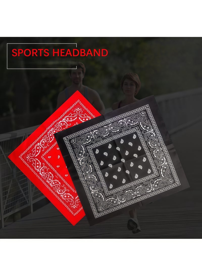 2PCS Paisley Bandanas -Head Scarf for Men and Women - Versatile Polyester-Cotton Headscarves for Parties and Cowboy Style - Image 2