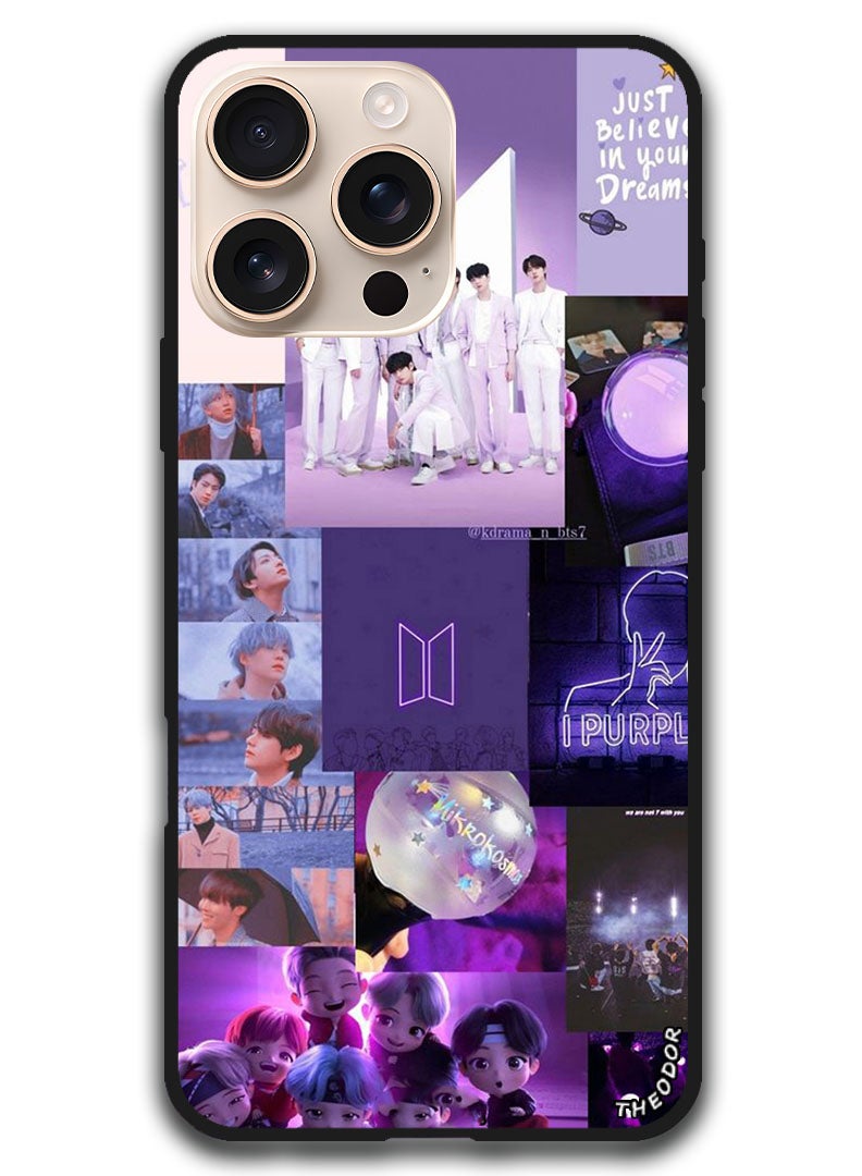 Theodor غطاء واقي مضاد للخدش ومقاوم للصدمات لجهاز iPhone 16 Pro Max (6.9) بوصة بتصميم BTS - Image 1