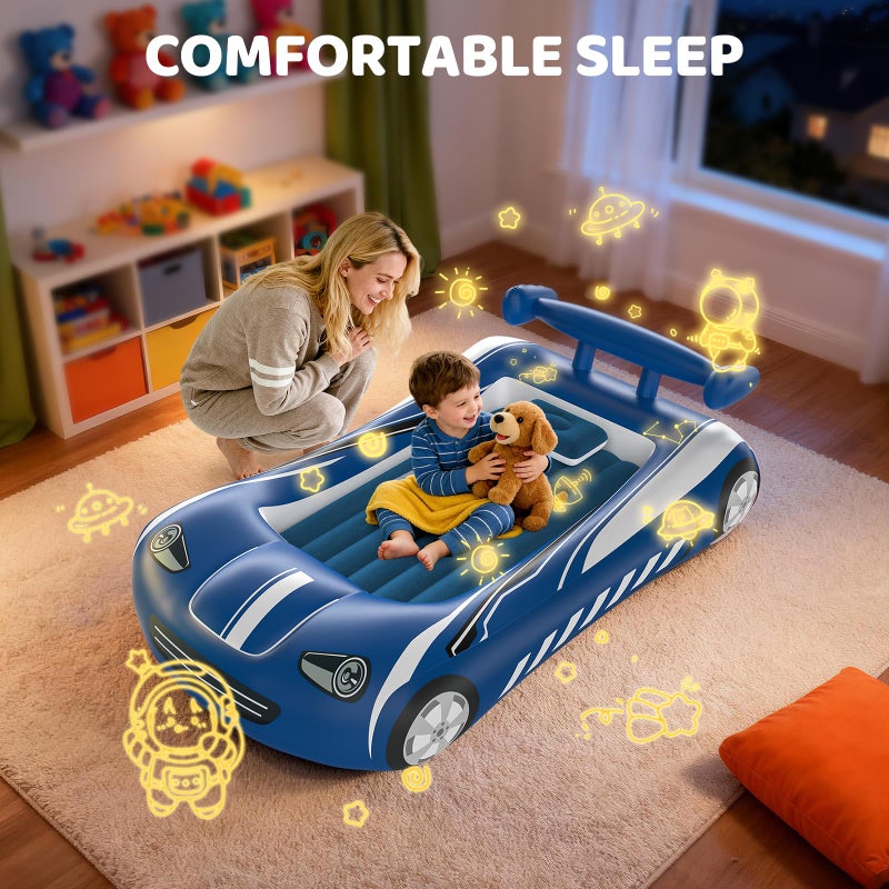 Deeteck Inflatable Toddler Travel Bed - Kids Air Mattress with Car Design,Toddler Blow Up Mattress for Baby Camping, Travel, Hotel, Grandma's Sleepovers or Home Use, Includes Electric Pump - Image 5