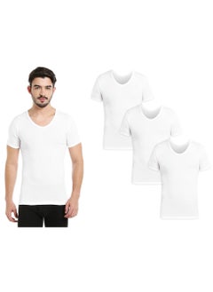 BYC MEN'S V-NECK COTTON UNDERSHIRT (PACK OF 3) - WHITE  - Image 1