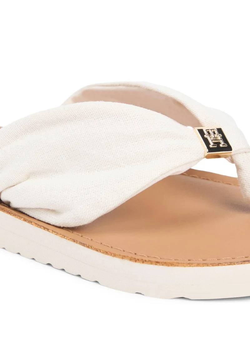 TOMMY HILFIGER Soft Cream TH Monogram Plaque Hemp Flip-Flops for Women | Best Price UAE