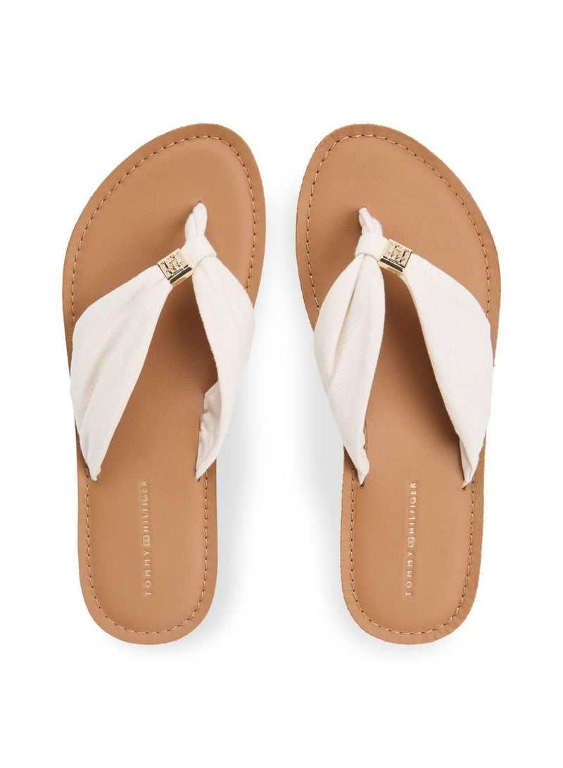 TOMMY HILFIGER TH Monogram Plaque Hemp Flip-Flops - Image 4