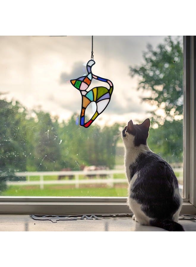 BOXCASA Cat Stained Glass Suncatcher for Window,Rainbow Cat Stretching Rainbow Bridge Pet Memorial Gifts for Cat Lovers,Colorful Stained Glass Window Hanging for Home Window,Cat Themed Gifts for Women - Image 4