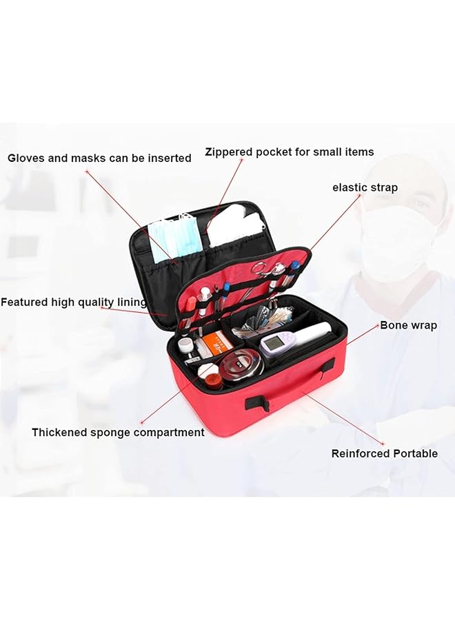 SYOSI Empty First Aid Bags Emergency Bag Medicine Storage Medical Bag Medical Bag Organizer Nurses Medicine Bag First Responder Bag for Travel Medical Supplies Cosmetic Organizer (Bag Only) - Image 3
