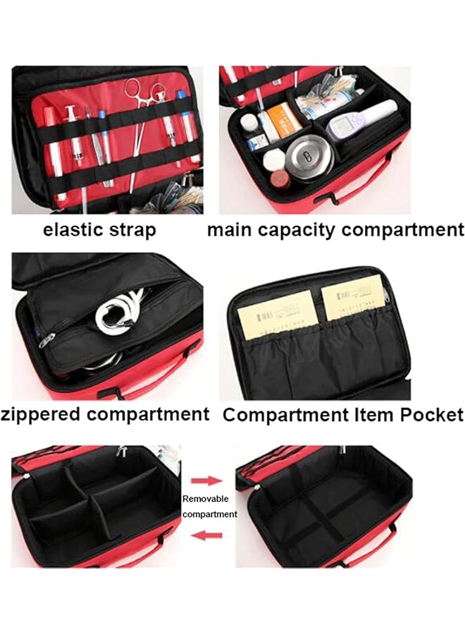 SYOSI Empty First Aid Bags Emergency Bag Medicine Storage Medical Bag Medical Bag Organizer Nurses Medicine Bag First Responder Bag for Travel Medical Supplies Cosmetic Organizer (Bag Only) - Image 4