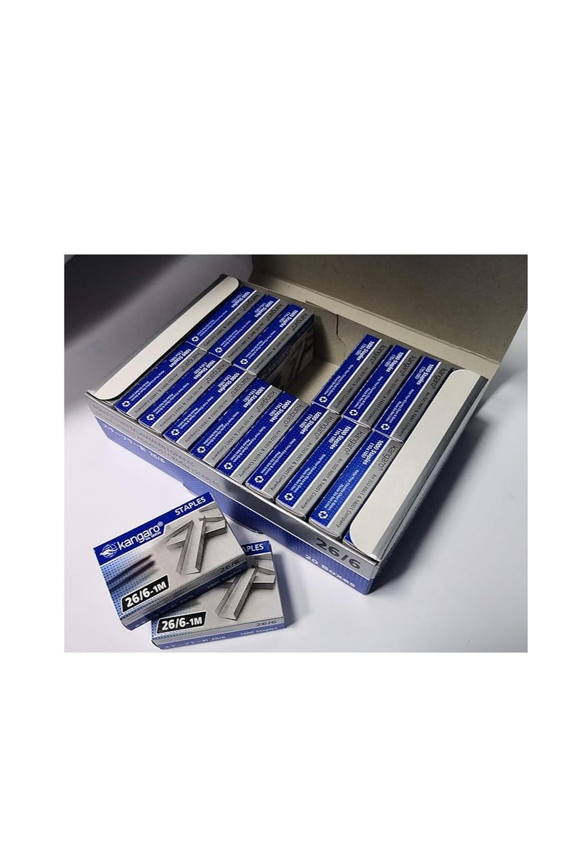 Kangaro 26/6 Staples (1m, Set of 20 Boxes) 20000 pins - Image 1