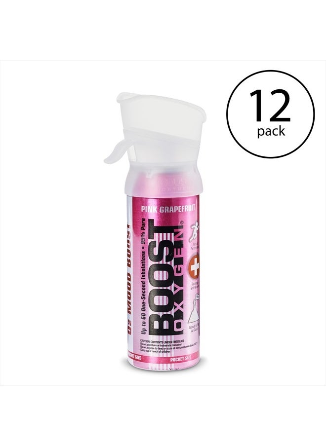BOOST OXYGEN Pocket Sized 3 Liter Natural Pure Canned Oxygen Bottle Canister with Built in Mouthpiece for High Altitudes, Pink Grapefruit (12 Pack)  - Image 2