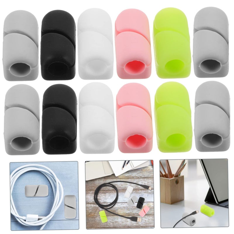 Cable Holder Kit 12pcs Cord Organizers Self Adhesive Wire Management Tray 2 4x1 2x1 2cm Assorted Color - Image 5