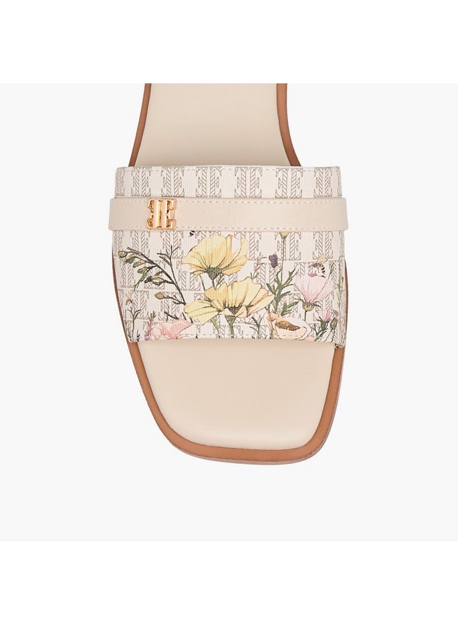 ELLE Women's Floral Print Slip-On Flat Sandals - Image 4