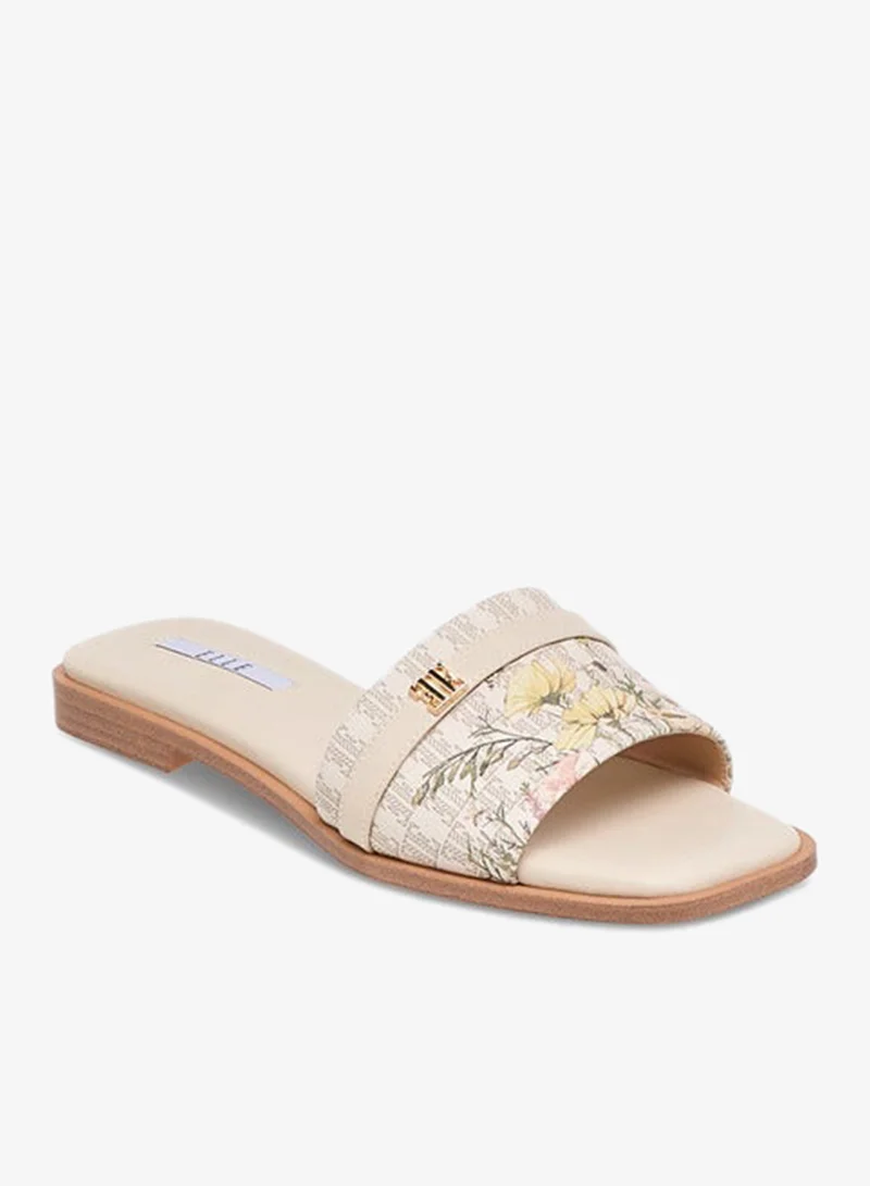 ELLE Women's Floral Print Slip-On Flat Sandals