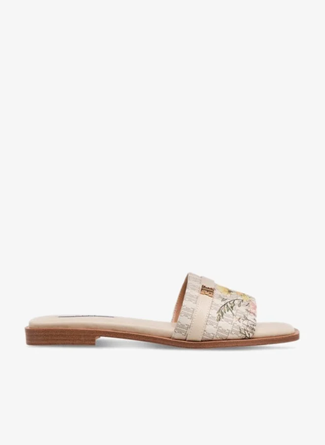 ELLE Women's Floral Print Slip-On Flat Sandals