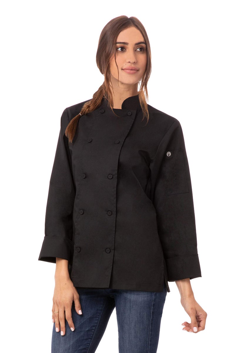 Chef Works Women's Sofia Chef Coat, Black, Medium - Image 4