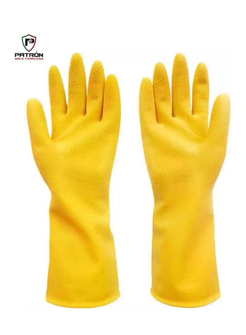 Patron Pack Of 12 Pairs Of Patron Yellow Kitchen House Hold Cleaning Gloves For A Spotless Shine - Image 2