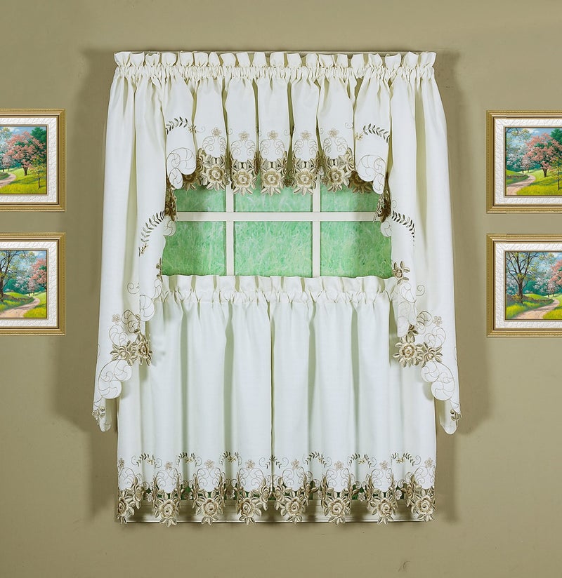 Today's Curtain Verona Reverse Embroidery Valance, 14", Ecru/Antique, 60" W X 14" L - Image 4
