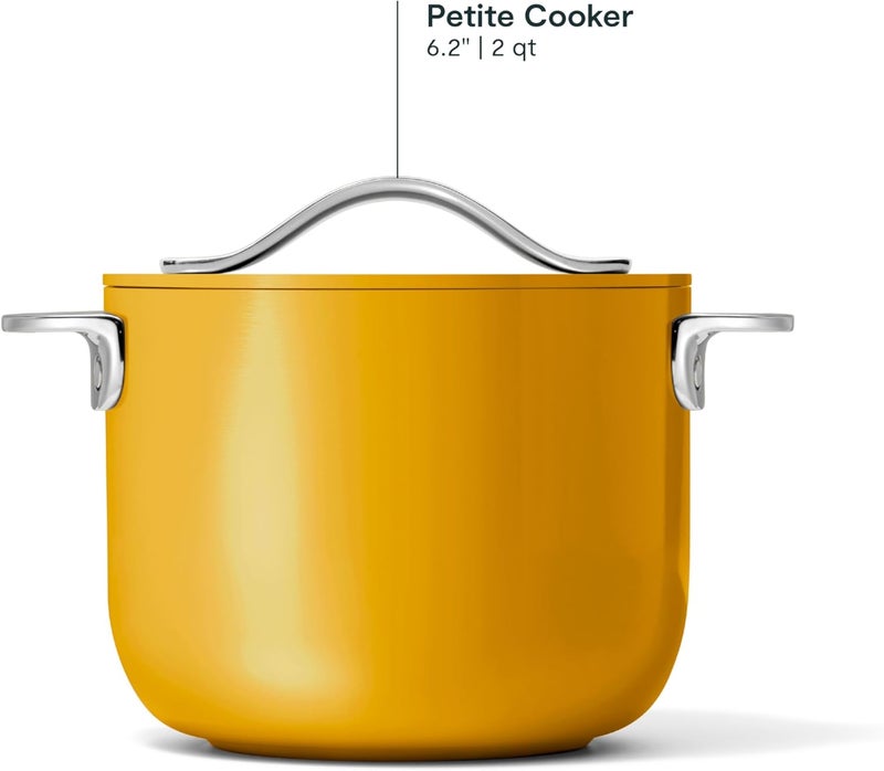 Caraway Petite Cooker - 2 Qt Ceramic Coated Pot - Free From Forever Chemicals - Perfect for Rice, Grains, or Sauces - Marigold - Image 3