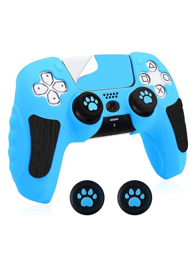 PS5 وحدة تحكم Skin Skin Controller مجموعة ملحقات مناسبة لـ PlayStation 5 Game Controller Skin مع 2 Caps Grip Caps Blue - Image 1