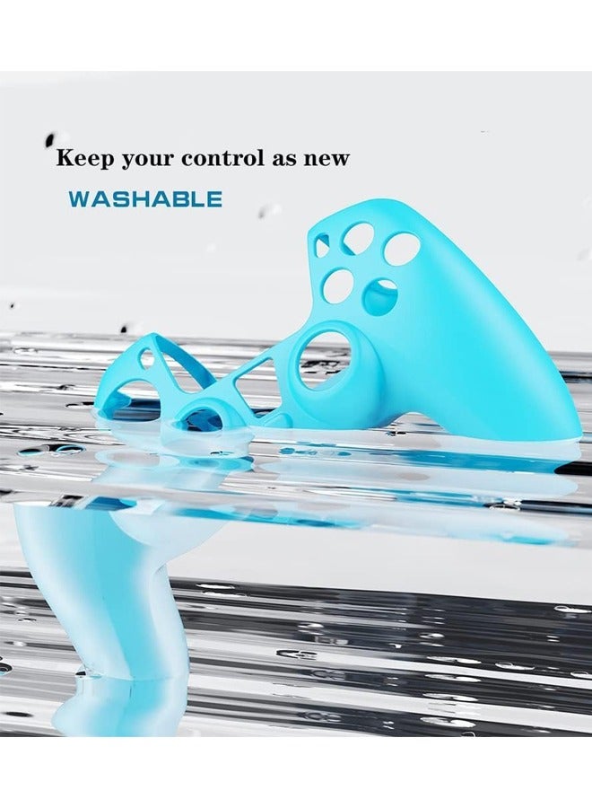 PS5 وحدة تحكم Skin Skin Controller مجموعة ملحقات مناسبة لـ PlayStation 5 Game Controller Skin مع 2 Caps Grip Caps Blue - Image 5