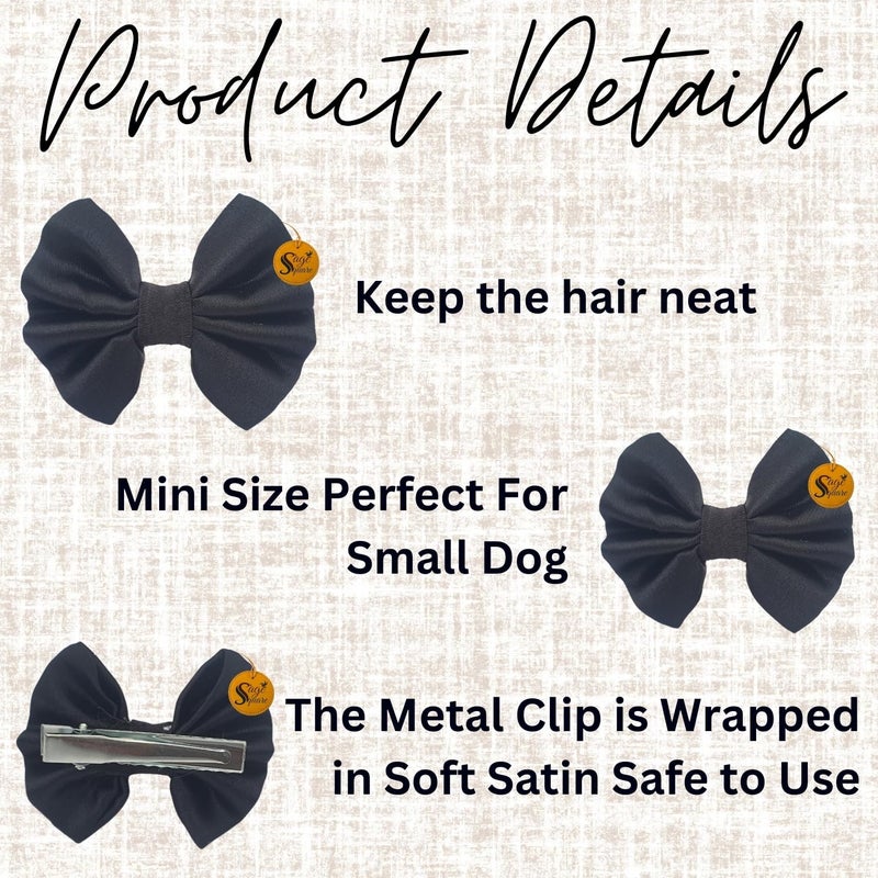 Sage Square Cute Pet Hair Bow Clip | Handmade for Dogs & Cats | Stylish Topknot & Grooming Accessory | Fancy Look for Weddings, Festivals & Celebrations | Great Gift Idea (Black) - Image 5
