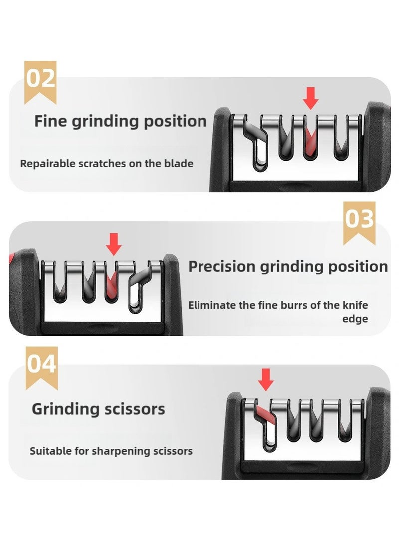 ZEPONOVA Knife Sharpener Knife Sharpening Stone Handheld Whetstone Including Straight Serrated Blades and Scissors - Image 3