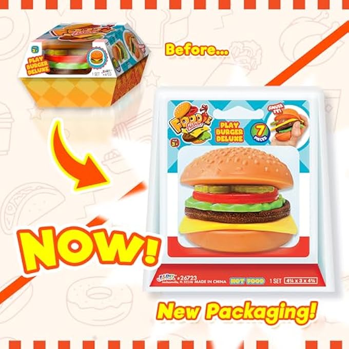 Ja-Ru Foodie Fusion Play Burger Deluxe Squishy Toy (2 Pack) Smushy Make Your own Patty. Squish Grilled Food Toys for Kids, Teen, & Adult. Stretchy Therapy Stress Relief Fidget Party Favor. 6723-2 - Image 2