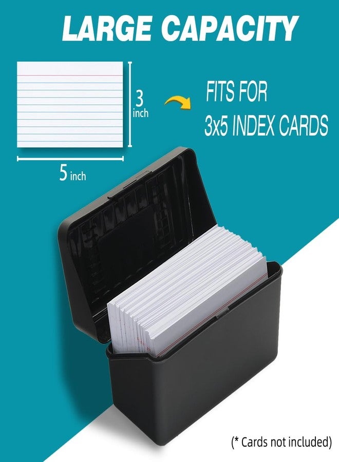 H4D Index Card Holder 3x5, Index Card Box Organizer Case, 3x5 Flash Note Card Holder, 2 Packs (Black) - Image 3
