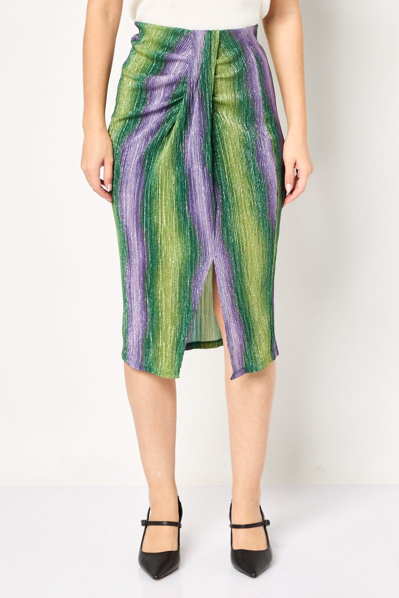 promod تنورة ميدي معدنية للنساء، متعددة الألوان - Image 1