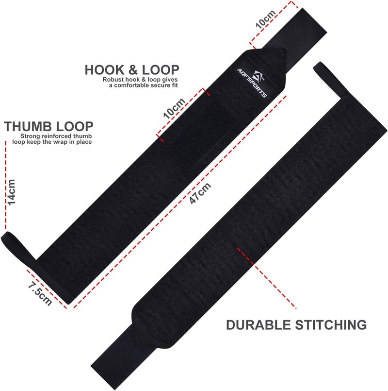 AQF Wrist Wraps for Weightlifting - USPA & IPL Approved 18" Gym Wrist Support with Thumb Loop - Heavy Duty Lifting Wrist Straps for Fitness, Workout, Powerlifting, & Bodybuilding (Pair) - Image 5