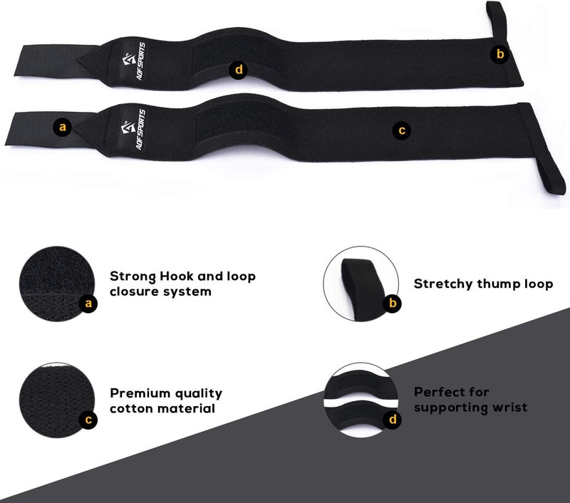 AQF Wrist Wraps for Weightlifting - USPA & IPL Approved 18" Gym Wrist Support with Thumb Loop - Heavy Duty Lifting Wrist Straps for Fitness, Workout, Powerlifting, & Bodybuilding (Pair) - Image 3