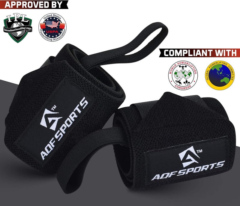 AQF Wrist Wraps for Weightlifting - USPA & IPL Approved 18" Gym Wrist Support with Thumb Loop - Heavy Duty Lifting Wrist Straps for Fitness, Workout, Powerlifting, & Bodybuilding (Pair) - Image 2