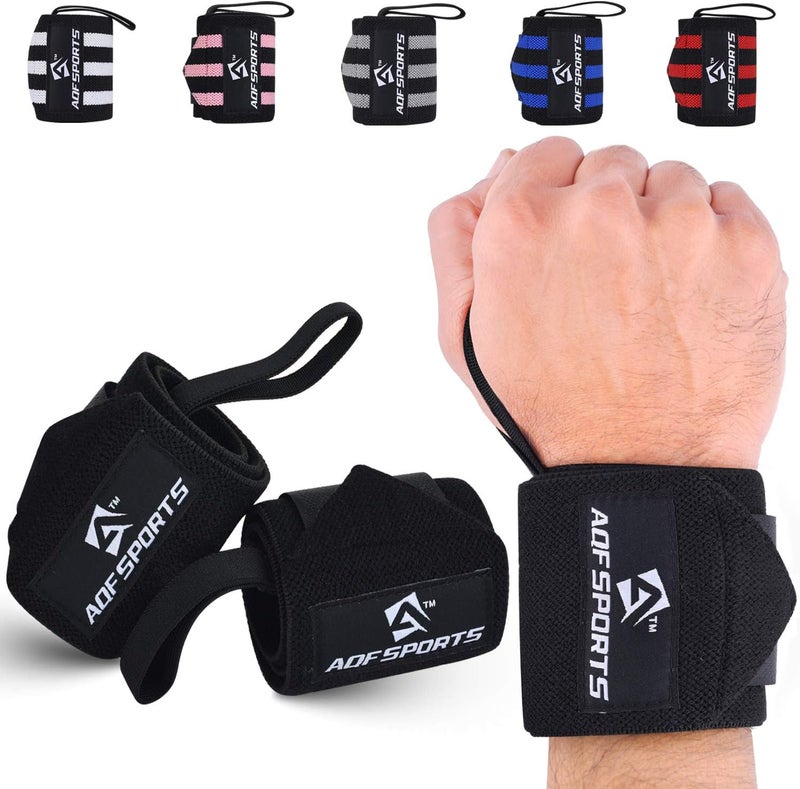 AQF Wrist Wraps for Weightlifting - USPA & IPL Approved 18" Gym Wrist Support with Thumb Loop - Heavy Duty Lifting Wrist Straps for Fitness, Workout, Powerlifting, & Bodybuilding (Pair) - Image 1