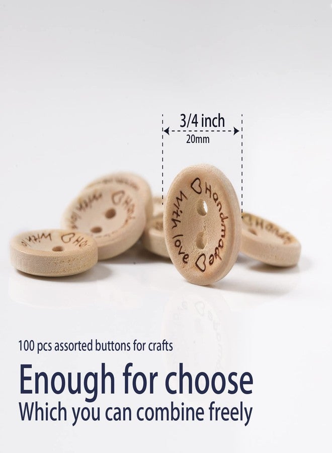 MASONEE 100pcs 3/4inch Handmade Wood Buttons for Crafting & Sewing - Round Shaped, 2 Holes, 20mm - Image 2