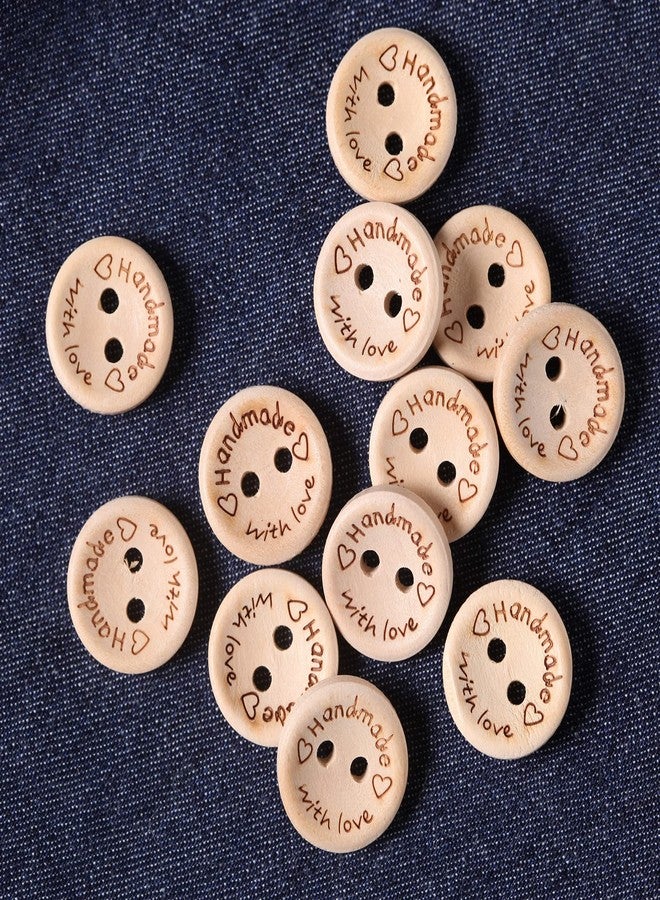 MASONEE 100pcs 3/4inch Handmade Wood Buttons for Crafting & Sewing - Round Shaped, 2 Holes, 20mm - Image 3