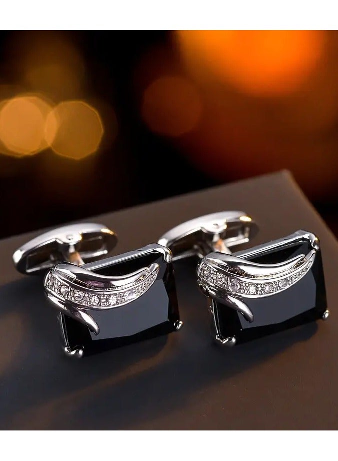 Goolsky Elegant Men's Black Cufflinks - Stylish Accessories for Business Suit Shirts, Formal Events, and Weddings - Premium Quality, Durable, and Easy to Use  - Image 1