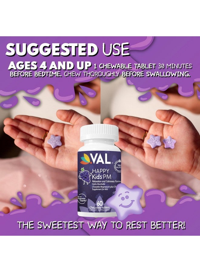 فال أقراص فال ماغنسيوم المهدئة الخالية من السكر للأطفال، قابلة للمضغ مساءً | جليسينات المغنيسيوم، سترات، وتورات | بابونج وفيتامينات ب6 و ج | دعم وقت النوم | غير معدل وراثيًا | بنكهة العنب | 60 قرصًا - Image 4