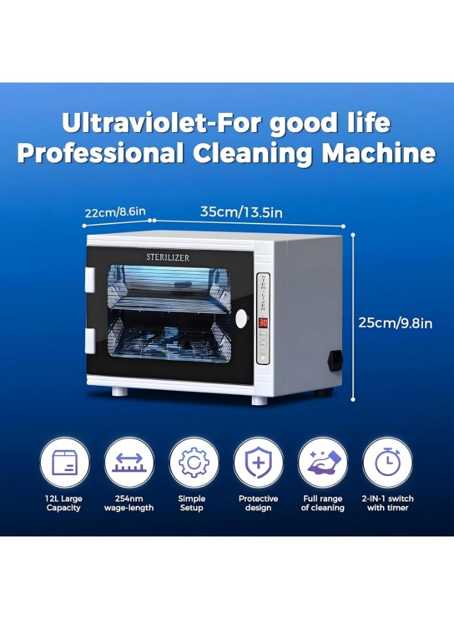 BLC 12L UV Sterilizer, 2 -Tiers Sterilization Tray, UV Disinfection Cabinet, Pro UV Sterilizer with Timer, UV Sterilizer for Home Use, Barbers, Manicure, Beauty Salons and Spas - Image 3